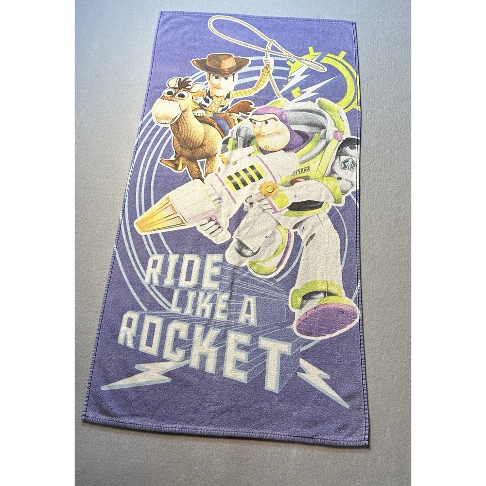 Disney Pixar Toy Story Buzz Lightyear Woody Ride Like a Rocket Beach Towel